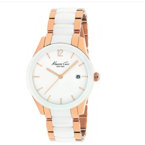 Kenneth Cole White & Rose Gold Ceramic Watch (IKC4739)